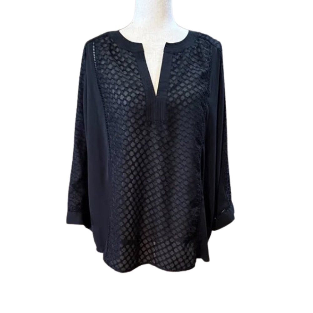 Chico's Black Textured Blouse